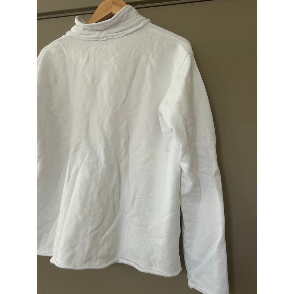 Frank & Eileen Patrick Popover Henley Sweatshirt White L Triple Fleece Raw Hem - Picture 7 of 16